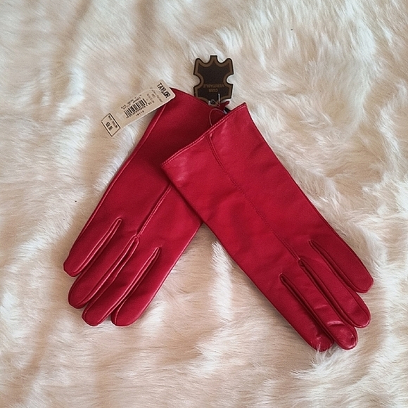 NWT Taylor Red Leather Gloves. Size Large. - Picture 4 of 5